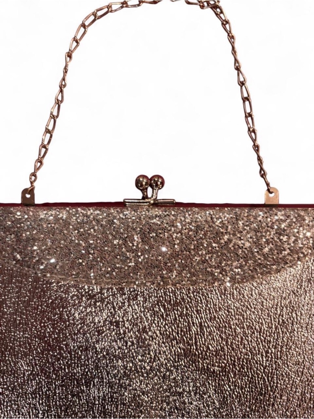 Glitter Frame Clutch - Gold